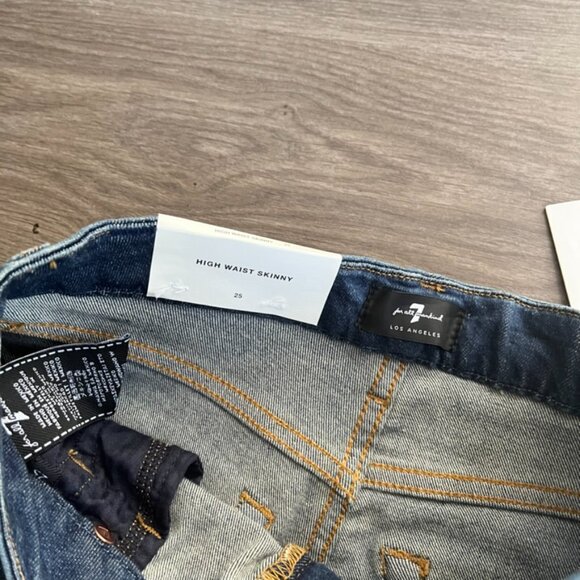 NWT 7 For All Mankind Dark Blue High Rise Skinny Jeans - Picture 3 of 12